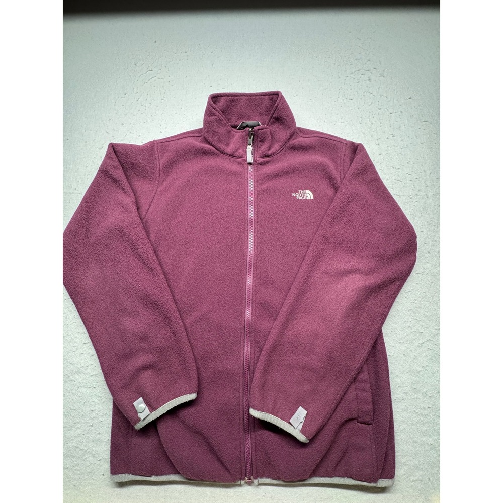 The North Face Fleece Jacket Girls Youth XL Purple 100 Full Zip Mock Neck Logo